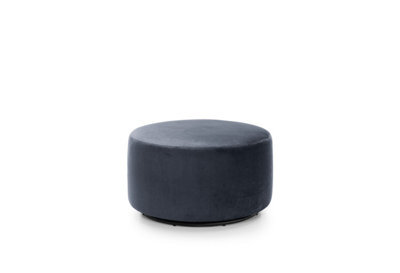 Abakus Direct Chicago Velvet Swivel Footstool In Dark Grey - image 1