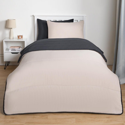Ohs Coverless 10.5 Tog Reversible Duvet & Pillowcase, Black/stone - Double - image 1
