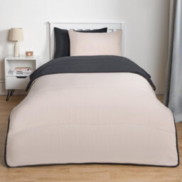 Ohs Coverless 10.5 Tog Reversible Duvet & Pillowcase, Black/stone - Double