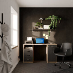 FurniComp LTD Furnicomp Arielle 1 Door 3 Drawers Large Black And Oak Office Desk - thumbnail 6