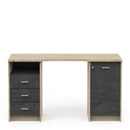 FurniComp LTD Furnicomp Arielle 1 Door 3 Drawers Large Black And Oak Office Desk - thumbnail 4