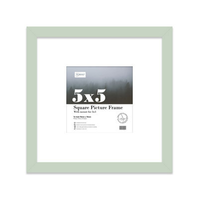 "5X5"" Mint Green Picture Frame - 5X5"" Square Frame With 3X3"" Mount For 5X5""/3X3"" Pictures Moderrn Style Thin Edge, 1 Pack" - image 1