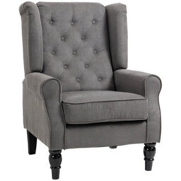 Wyld Haus Keri Molo Dark Grey Snow Flannel Wingback Accent Chair With Button Tufting And Black Legs - thumbnail 2