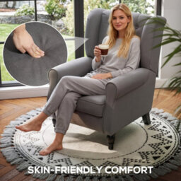 Wyld Haus Keri Molo Dark Grey Snow Flannel Wingback Accent Chair With Button Tufting And Black Legs - thumbnail 6