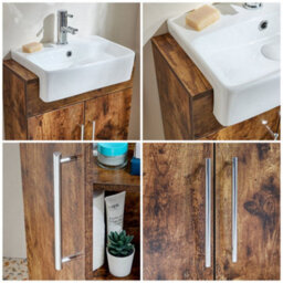 Homestylestore 550mm Dark Oak Floorstanding Bathroom Vanity Unit And Chrome T Bar Handle - thumbnail 2