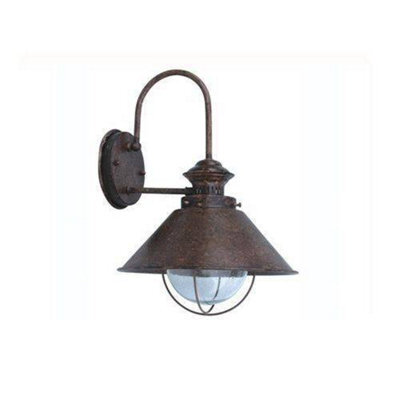 Luminosa Lighting Luminosa Nautica 1 Light Outdoor Large Dome Wall Light Rust Brown, E27 - image 1