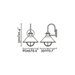 Luminosa Lighting Luminosa Nautica 1 Light Outdoor Large Dome Wall Light Rust Brown, E27 - thumbnail 2