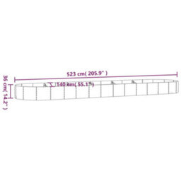 Berkfield Durable Garden Planter Powder-Coated Steel 523X140X36 Cm Silver - thumbnail 6
