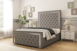 "Sloomy Sofia Chrome Pewter Dumfries Bed Frame With Mattress With 50"" Upholstered Headboard 5' King" - thumbnail 2