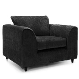 Furnishings For Less UK Monaco Chenille Fabric 3 Piece Sofa Set - 3 1 1 Black - thumbnail 3