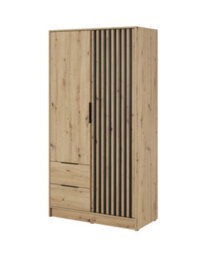 Arte Nelly Contemporary Hinged 2 Door Wardrobe Oak Effect 2 Drawers 4 Shelves 1 Hanging Rail Lamela Decor (H)2000mm (W)1050mm (D)510mm - thumbnail 2