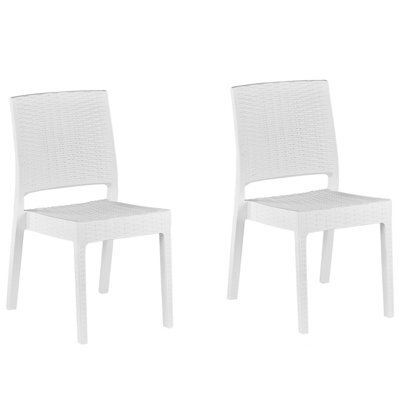 Beliani Set Of 2 Garden Chairs Fossano Synthetic Material White - image 1