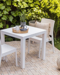 Beliani Set Of 2 Garden Chairs Fossano Synthetic Material White - thumbnail 2
