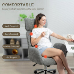 3 Dot Charcoal Grey Desk Chair With Adjustable Headrest, Spring Pack, Office Chair - thumbnail 3