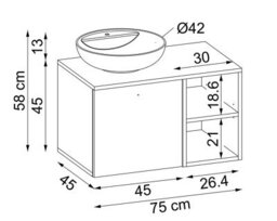 Roomart Lotus Oak Bathroom Vanity Unit With Ceramic Washbasin 75Cm - thumbnail 5