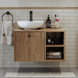 Roomart Lotus Oak Bathroom Vanity Unit With Ceramic Washbasin 75Cm - thumbnail 2