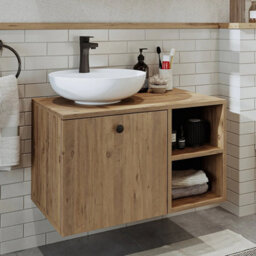 Roomart Lotus Oak Bathroom Vanity Unit With Ceramic Washbasin 75Cm - thumbnail 3