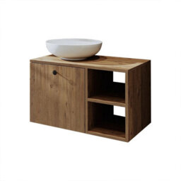 Roomart Lotus Oak Bathroom Vanity Unit With Ceramic Washbasin 75Cm - thumbnail 1