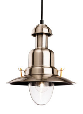 Luminosa Lighting Luminosa Classic 1 Light Dome Ceiling Pendant Brushed Steel, Clear Glass, E27