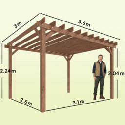 Outsunny 3.6 X 3 M Wooden Pergola Gazebo Grape Trellis, Maple Wood-Effect - thumbnail 3