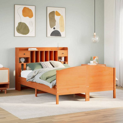 Berkfield Bookcase Bed Without Mattress Wax Brown 140X200Cm Solid Wood Pine - image 1