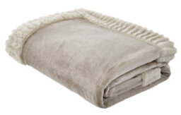Catherine Lansfield Downstairs Living Velvet And Faux Fur Soft 150X200Cm Blanket Throw Natural - thumbnail 2