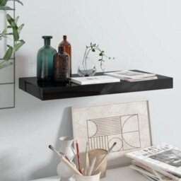 Berkfield Floating Wall Shelf High Gloss Black 50X23X3.8 Cm Mdf - thumbnail 2