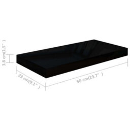 Berkfield Floating Wall Shelf High Gloss Black 50X23X3.8 Cm Mdf - thumbnail 7