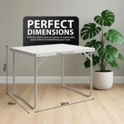 Foldable 2.6Ft Picnic Table Camping Table Outdoor White Portable Folding Desk - thumbnail 2