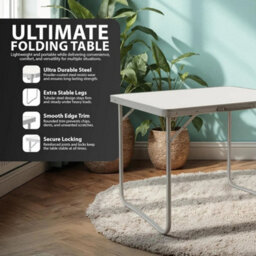 Foldable 2.6Ft Picnic Table Camping Table Outdoor White Portable Folding Desk - thumbnail 3