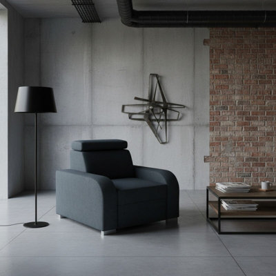Oslo M 1 Armchair With Adjustable Headrest Mdf And Particle Board Frame Upholstered Back 105X100X85 100Cm Graphite - image 1