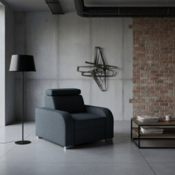 Oslo M 1 Armchair With Adjustable Headrest Mdf And Particle Board Frame Upholstered Back 105X100X85 100Cm Graphite - thumbnail 1