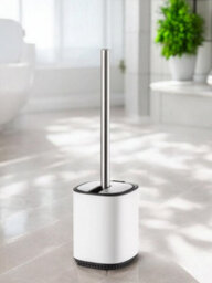 Showerdrape White Bathroom Accessories Set Floor Caddy With Toilet Brush And Holder - thumbnail 4