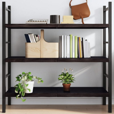 Berkfield Wall Shelf Dark Brown 120X60X(2-4) Cm Treated Solid Wood Oak - image 1