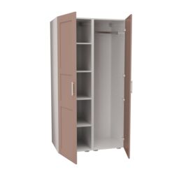 Atomia Contemporary Matt Antique Rose Tall Double Wardrobe With Shelving (H)1875mm (W)1000mm (D)580mm - thumbnail 4