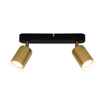 Luminosa Lighting Luminosa Vila Twin Ceiling Spotlight, Black, Gold, 2X Gu10