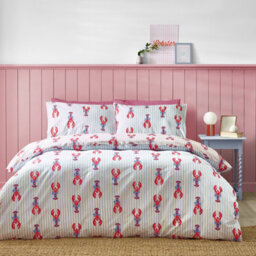 Sassy B Lobster Stripe Reversible King Duvet Cover Set With Pillowcases Pink / Blue - thumbnail 2