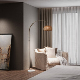 Thehotsale E27 Vintage 1-Light Bamboo Lampshade Floor Lamp With Foot Switch And Marble Base - thumbnail 8