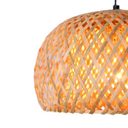 Thehotsale E27 Vintage 1-Light Bamboo Lampshade Floor Lamp With Foot Switch And Marble Base - thumbnail 6