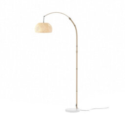 Thehotsale E27 Vintage 1-Light Bamboo Lampshade Floor Lamp With Foot Switch And Marble Base - thumbnail 2