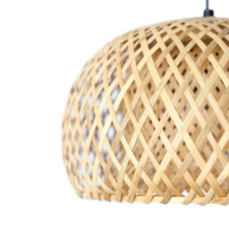 Thehotsale E27 Vintage 1-Light Bamboo Lampshade Floor Lamp With Foot Switch And Marble Base - thumbnail 3