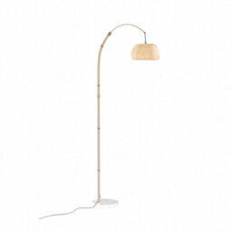 Thehotsale E27 Vintage 1-Light Bamboo Lampshade Floor Lamp With Foot Switch And Marble Base