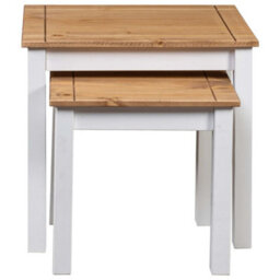 Vidaxl Nesting Tables 2 Pcs White Solid Pine Wood Panama Range Nesting Tables - thumbnail 4