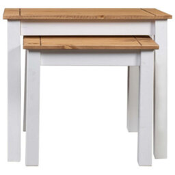 Vidaxl Nesting Tables 2 Pcs White Solid Pine Wood Panama Range Nesting Tables - thumbnail 2