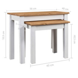 Vidaxl Nesting Tables 2 Pcs White Solid Pine Wood Panama Range Nesting Tables - thumbnail 8