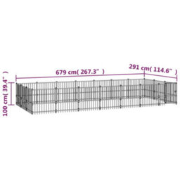 Berkfield Outdoor Dog Kennel Steel 19.76 M2 - thumbnail 6