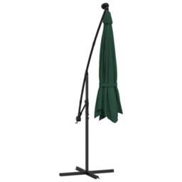 Berkfield Hanging Parasol With Led Lighting 300 Cm Green Metal Pole - thumbnail 7