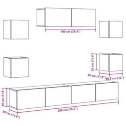 Berkfield 7 Piece Tv Cabinet Set Wall-Mounted Old Wood Engineered Wood - thumbnail 9