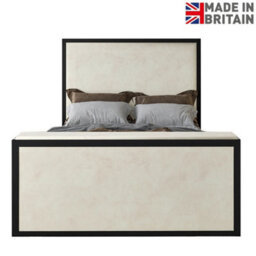 Madrid Upholstered Electric Media  Black & Cream White Tv Bed Frame - thumbnail 5