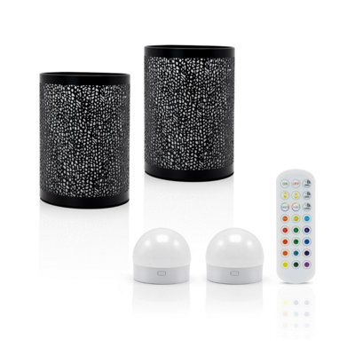 Auraglow Omniance Seraphine Rechargeable Wireless Table Lamp With Remote - Black - 2 Lamps, 2 Light Sources, 1 Remote - image 1